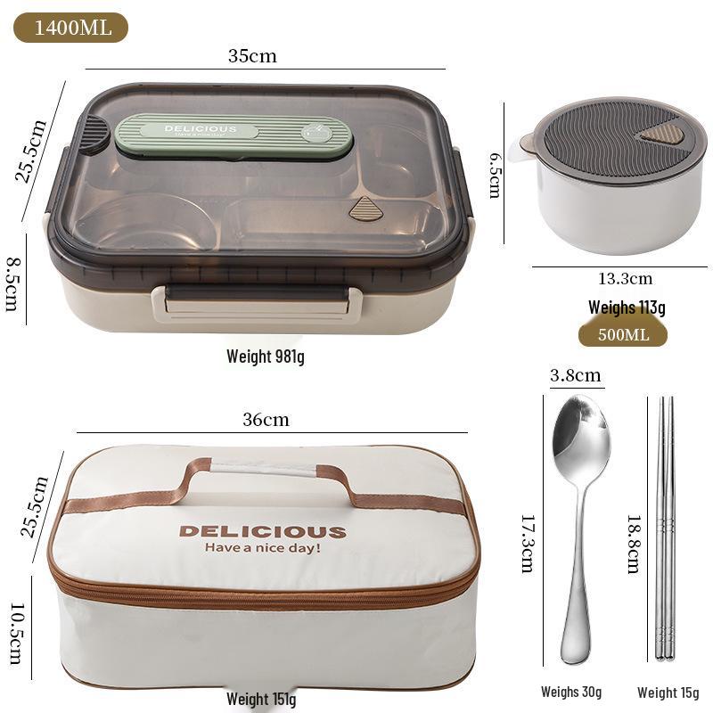 Extra Large 316 Stainless Steel Office Lunch Box with Six Compartments for Adults - Large Capacity Meal Tray