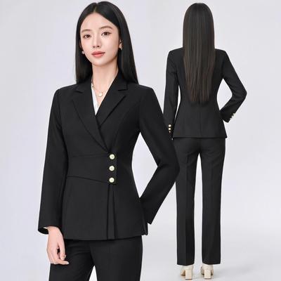 Premium Black Women's Formal Suit Set - Executive Workwear & Receptionist Attire