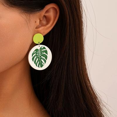 Damen Frischer Strandstil Grüner Kokosbaum Acryl Ohrhänger Ohrring