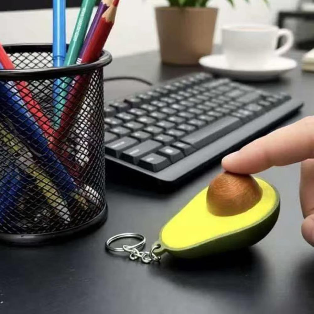 

Simulation Avocado Clicker Keychain Calming Finger Button Pendant Fidget Keychain ADHD Anxiety зелений
