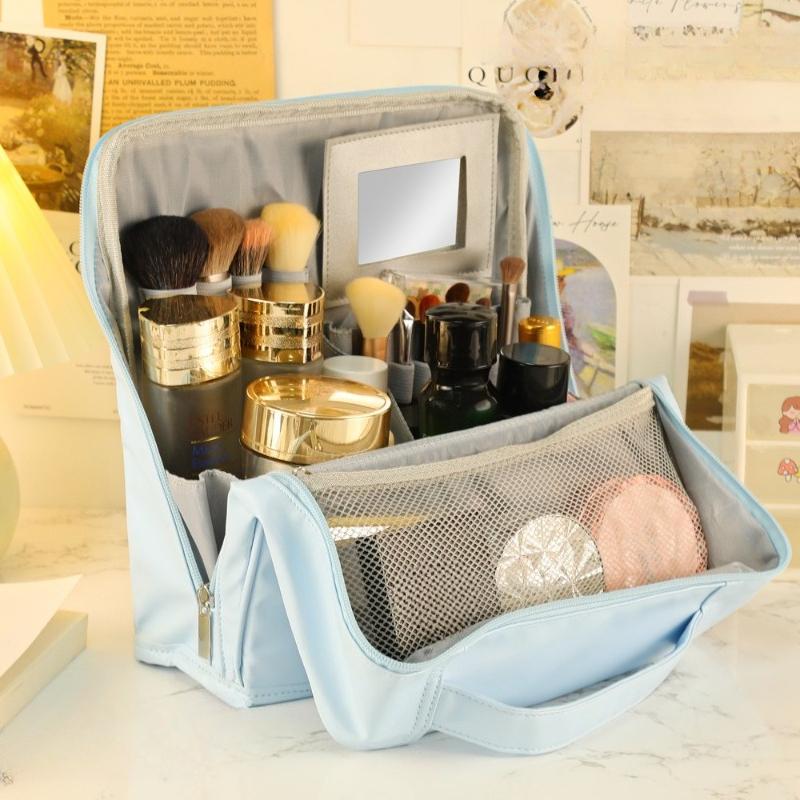 Makeup Bag Large Capacity High Quality Women's Makeup Case Portable Outdoor Partition Toiletries Bag Travel Bag Makeup Storage Bag With Mirror