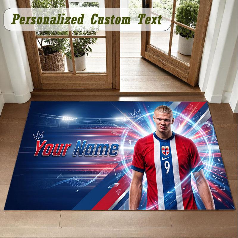 Crystal Velvet Square Rug Custom NameErling Haaland Pattern Non Slip Home Floor Decor Rug
