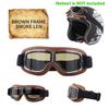 Vintage Pilot Motorcycle Goggles Leather Cruiser Scooter Sunglasses Lens Protective Gears For Retro Open Face Helmet