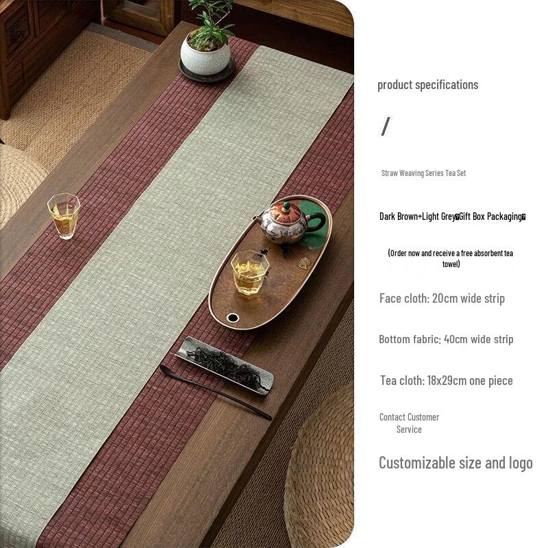 Handon Chinese Style Waterproof Straw Woven Bamboo Tea Mat