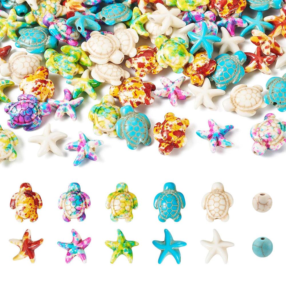100pcs Turquoise Sea Turtle Zhuhai Star Bead Colorful Marine Life Bead Craft Bead Jewelry Making Bracelet Necklace Foot Chain DIY Supplies