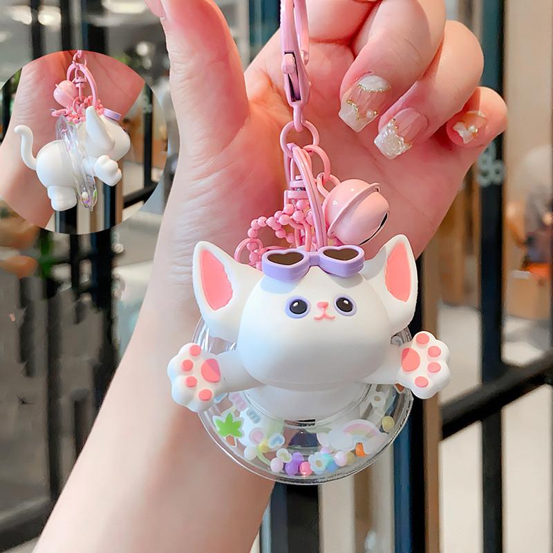 Cartoon Original Delightful Keychain Featuring Swimming Ring Devon Rex Design Cat