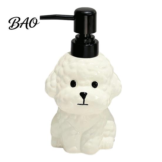 Dispenser per Lozione a Forma di Cane dei Cartoni Animati 400ML Dispenser per Sapone in Ceramica con Pompetta in Plastica, Bottiglia Ricaricabile a Forma di Cucciolo Contenitore per Liquidi a Mano, Vuoto Gel Doccia