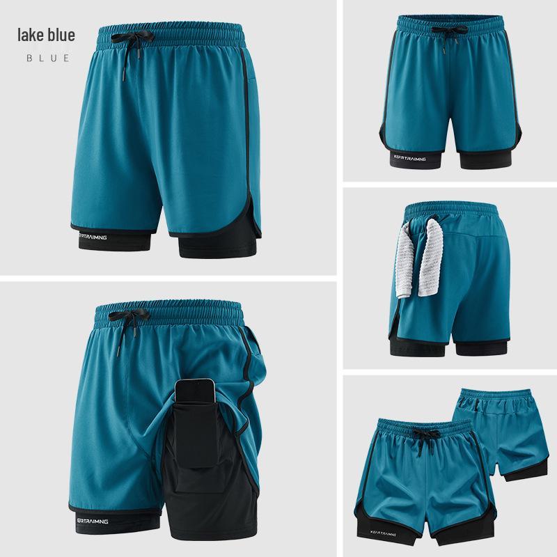 

Men s Quick-Dry Double-Layer Running Shorts, Euro Size, Casual Summer Style XL