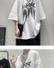 Men's Trendy Hong Kong Style Loose Short-Sleeve T-Shirt, Fashionable Round Neck Five-Point Sleeve Top