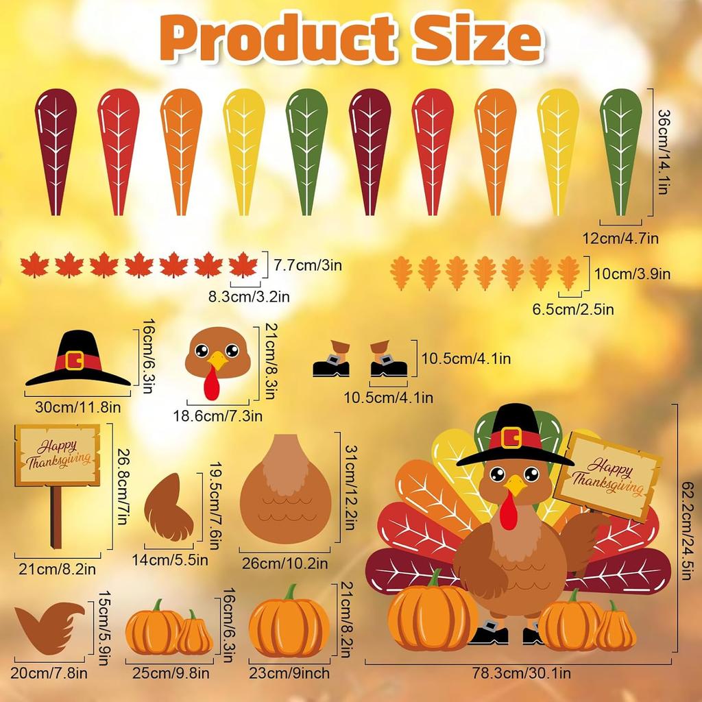 Turkey Bulletin Board Decoration Set Thanksgiving Turkey Crafts Kits DIY Printed Paper Turkey Cutouts Thanksgiving Decor for Home Party Decoration