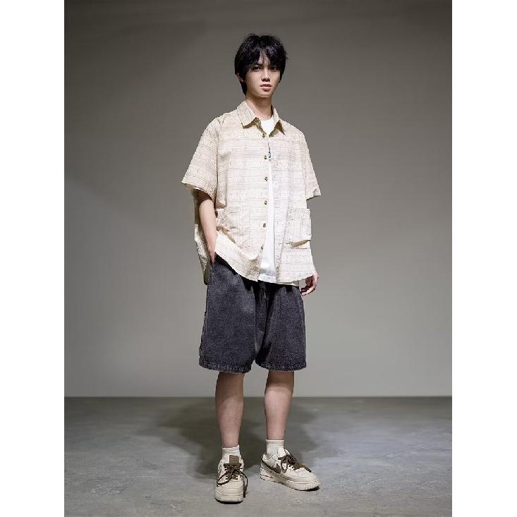 Sommer Neues lässiges Hemd mit Fünfviertelärmeln Übergroßes, lockeres Paar-Hemd mit Fünfviertelärmeln und kurzen Ärmeln für Männer und Frauen