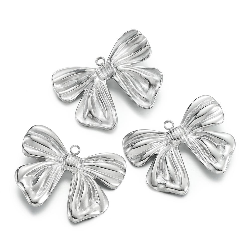 2pcs/Lot Multiple Styles Stainless Steel Bow Shape Charm Pendants for Earrings Necklace Pendant DIY Jewelry Making Accessories