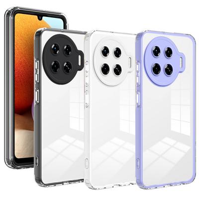 2 In 1 Transparent Phone Case for Tecno Spark 20 Pro + Spark 20 Pro 20C Spark Go 2024 Camera Protection Glossy Clear Back Cover