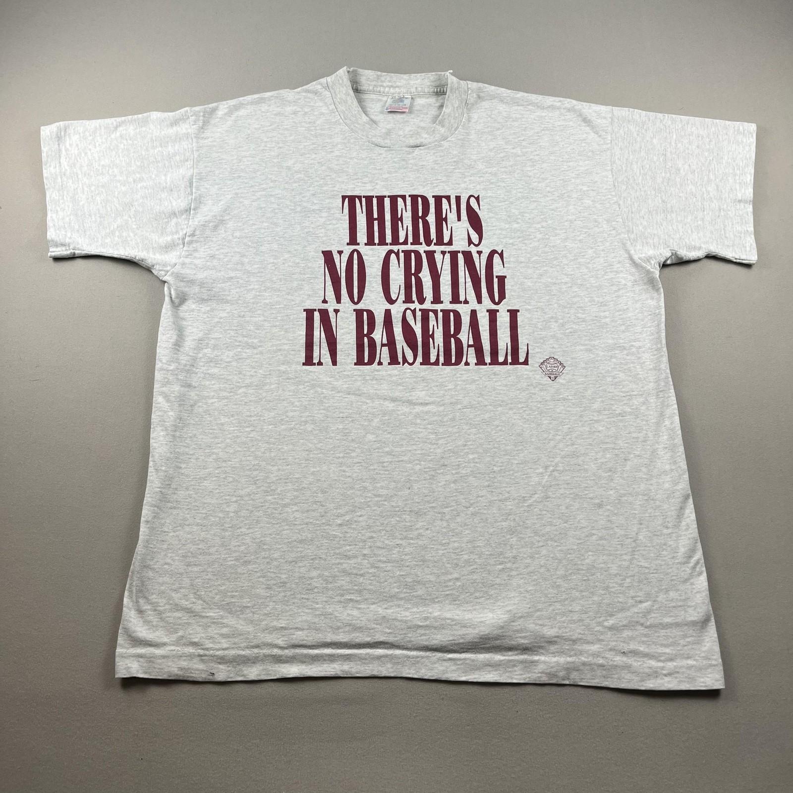 Vintage A League of Their Own T-Shirt Mens XL Gray Theres No Crying Baseball 90s L