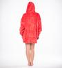 Bluza koc kocobluza 2w1 oversize xxl z kapturem gruba sherpa czerwona