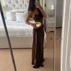 European Summer 2025 Sexy Spaghetti Strap Lace Patchwork Long Dress for Women