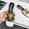 Womens Classic Square Toe Flat Slippers Genuine Leather Comfortable Indoor Outdoor Large Size