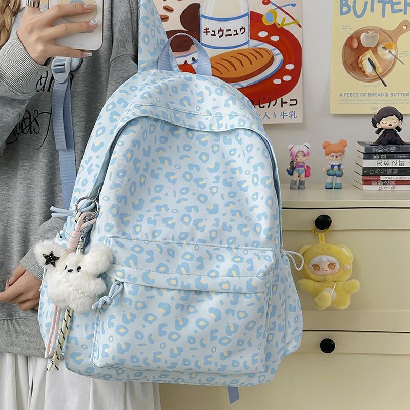 Schulranzen Japanischer Leopardenmuster Schulranzen Mädchen Weich Mädchen Mode Trend Rucksack Klein Frisch Schulranzen Mittelschule Rucksack