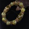 Natural Beautiful Stone Bracelet Green Ice Flower Bracelet Retro Tibetan Ethnic Style Bracelet Precious Jewelry