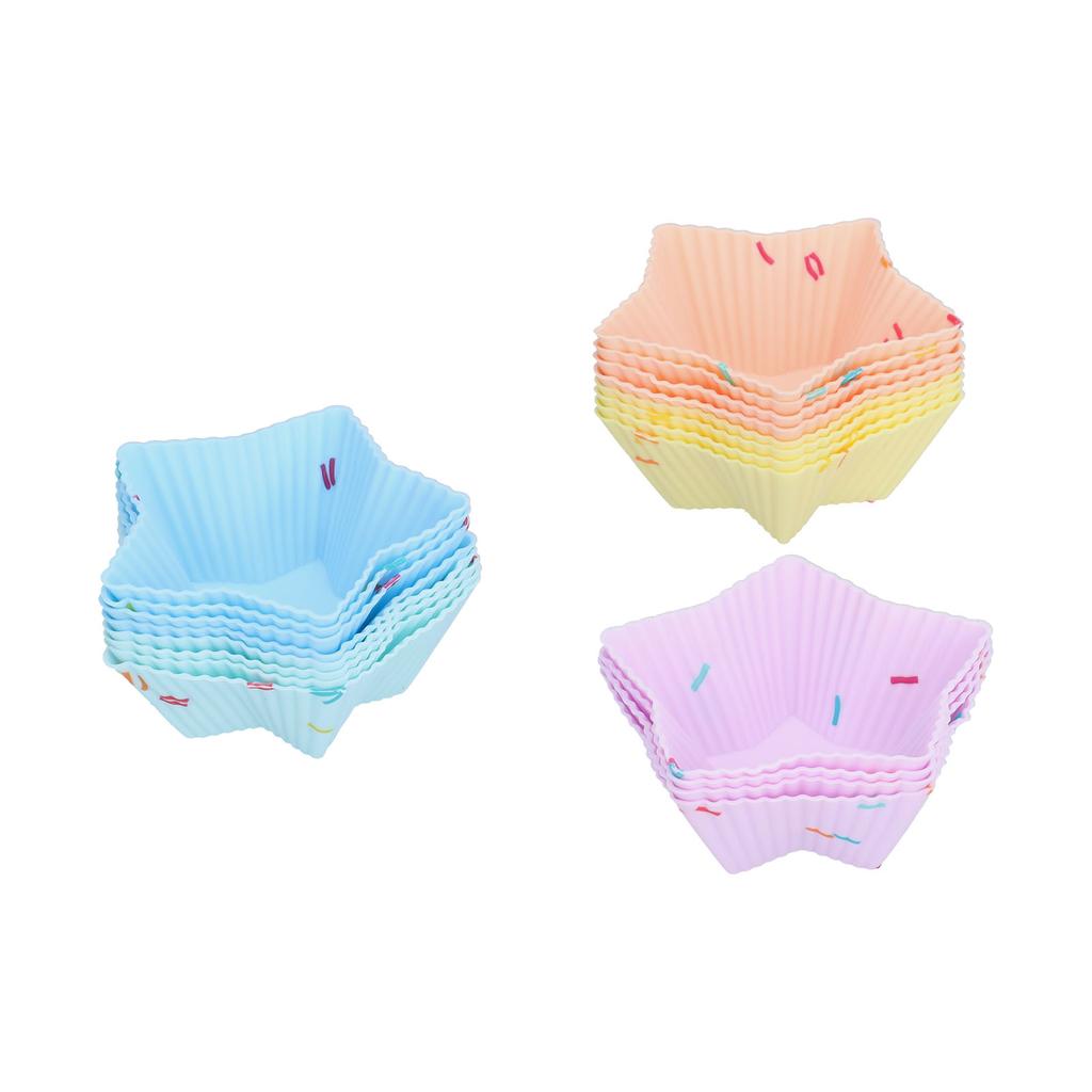 20pcs Silicone Baking Cups Bright Colors Cute Shapes Reusable Cake Making Molds for Donuts PuddingsStar Set