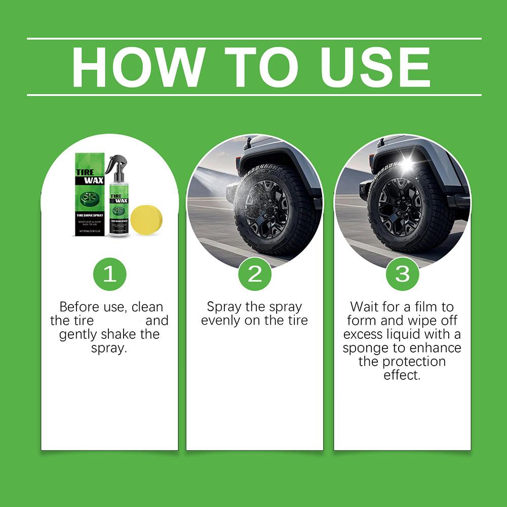 100ml Tire Shine Spray Tyre Gloss Coating Plastic Rubber Wheel Restorer Agent Spray Polishing Brightener Auto Car Detailing