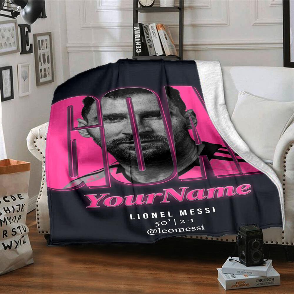 Messi Customize Your Name Blanket Cozy Personalized Blanket Durable Comfort Great for Office Chair Bedding Living Room All-Season Use