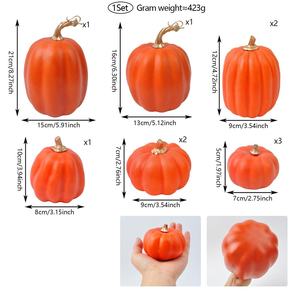 1Set Halloween Pumpkins Decor Foam Fake Pumpkins for Autumn Thanksgiving Halloween Farmhouse Table Realistic Decorations