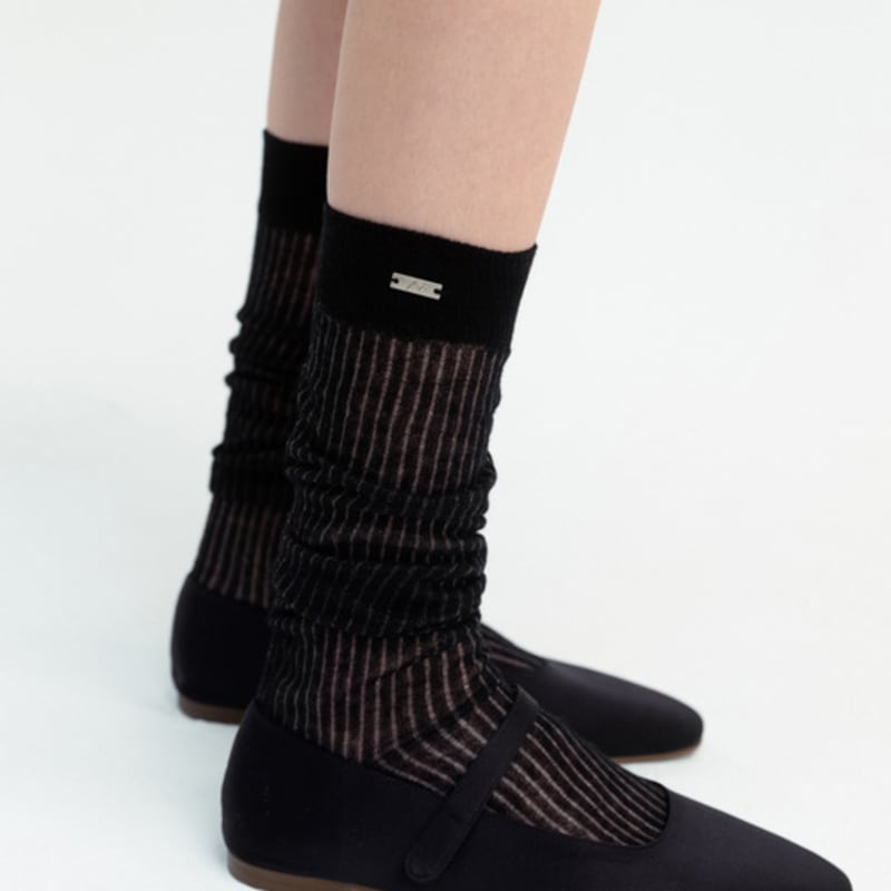THETIS SEE-THROUGH KNEE SOCKS_TT3S706BK