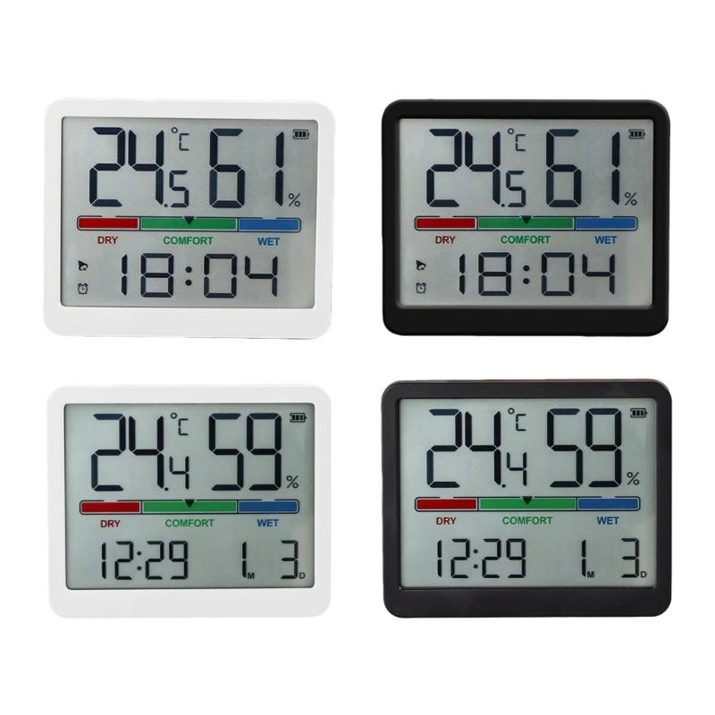 Alarm Clock with Humidities Date Digital Clock Large Display Battery Operated Desk Clocks for Bedroom,Livingroom,Office