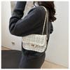 Women's Tweed Chain Small Square Bag Fashionable Single Shoulder Crossbody Bag Vintage Minimalist Handbag