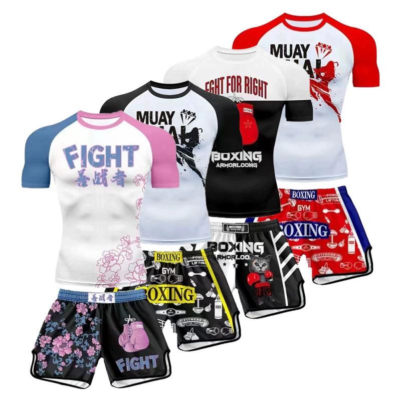 Martial Arts Training Suit Adults Kids Muay Thai Sanda Fighting Boxing Practice Gear