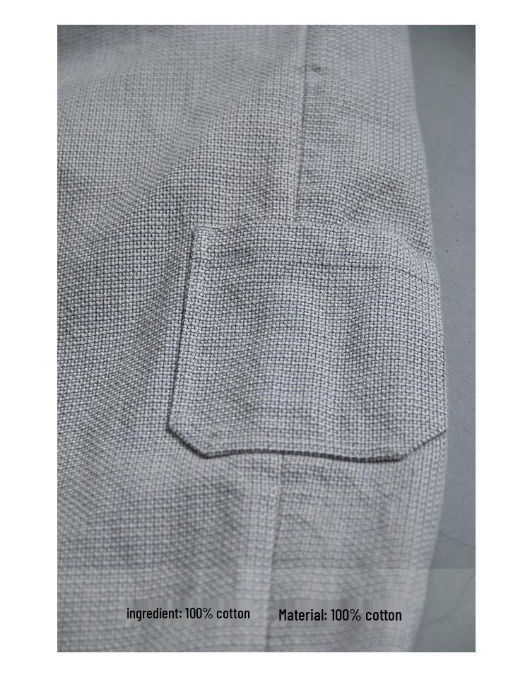 Women's Retro Gray Cotton Elastic Waist Casual Pants