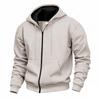 Men's Comfortable Thick Hooded Sweatshirt, Zipper Sports Shirt, Long Sleeved Sweatshirt, Autumn and Winter Season