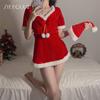 Festive Velvet Lingerie Set: Plush, Slimming Holiday Costume for Women