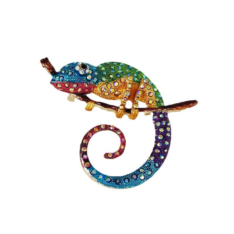Chamäleon Tier Eidechse Broschen Pins Mehrfarbiger Schmuck Kreatives Geschenk für Frauen Mode Büro Outfit Highlight