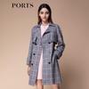 PORTS Women's British Style V-Neck Wool Blend Coat