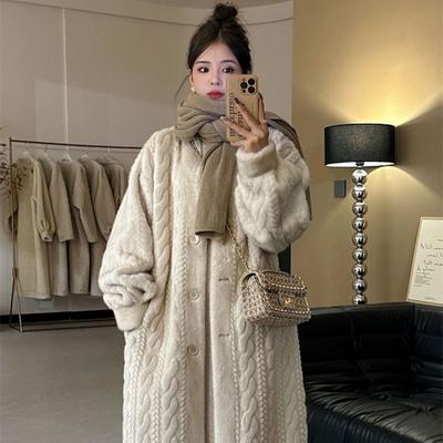 Women Cardigan Long Autumn Winter V Neck Thin Jacket Simple Button Casual Fur Coat