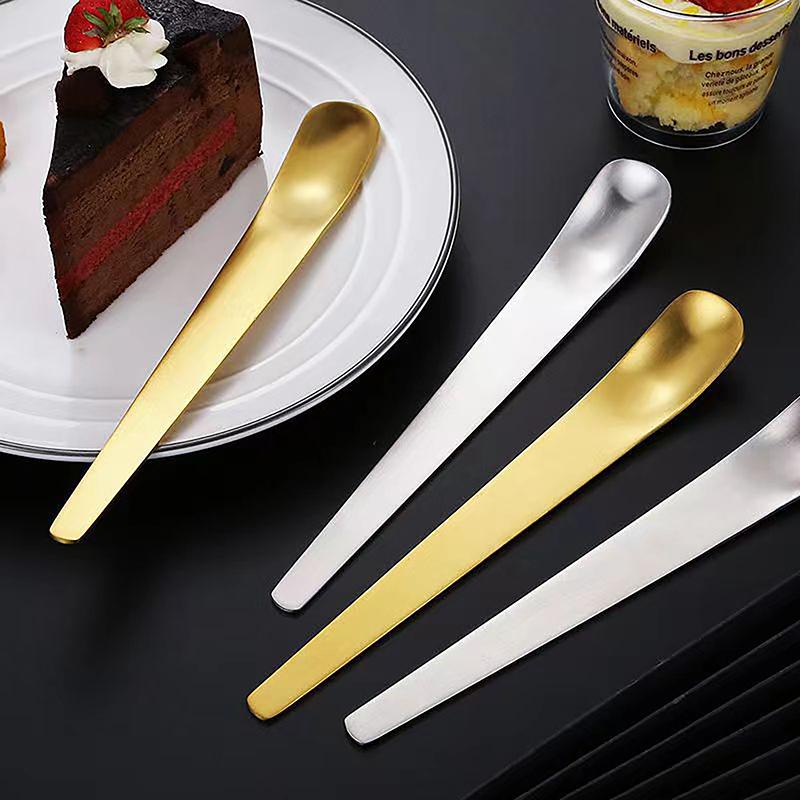 Kreativní dlouhá rukojeť Plochá hlava Lžíce Nerezová Lžička na kávu Lžička Dort Dezert Lžička Zmrzlina Čaj Drobné lžíce na míchání Nádobí