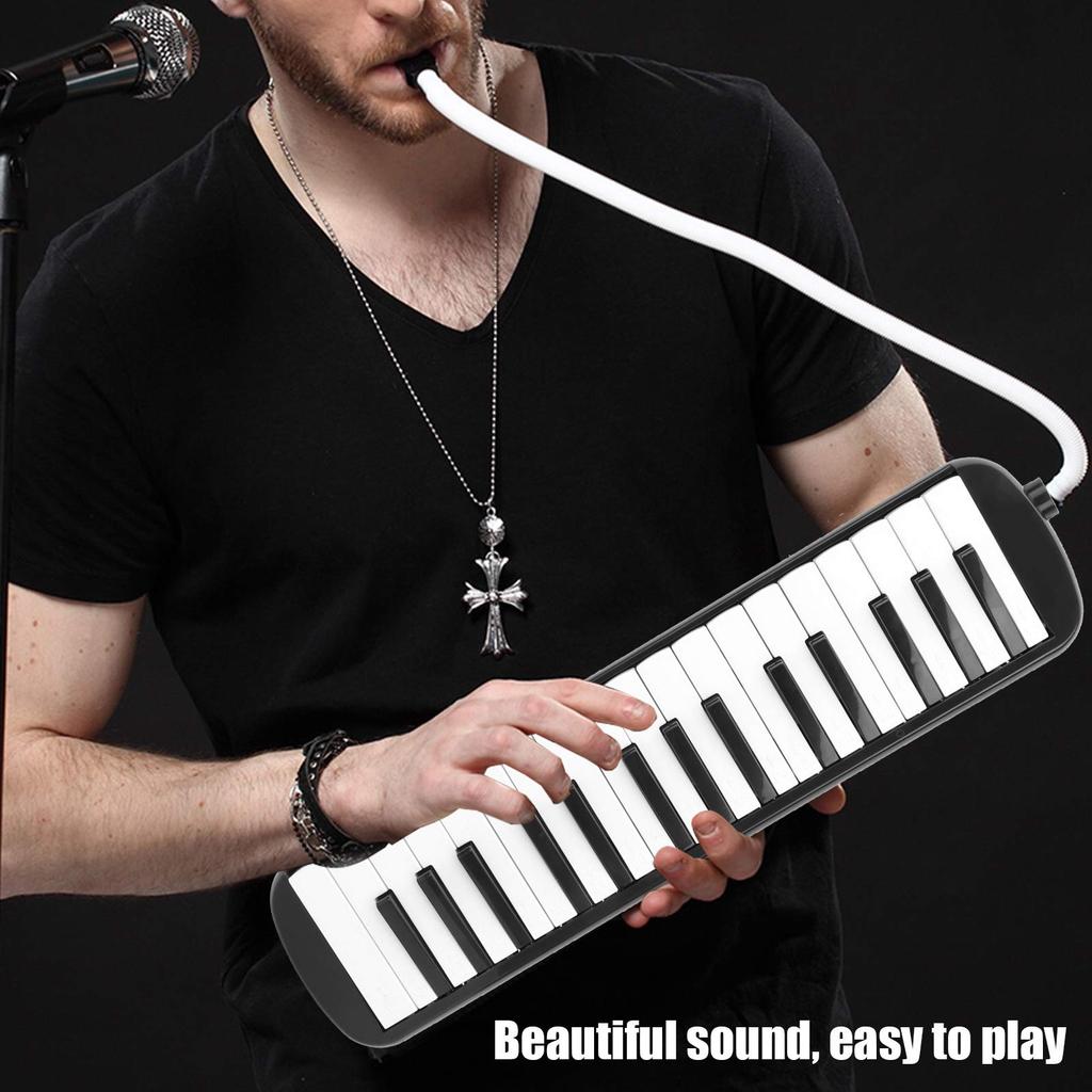 TOPINCN Melodica 32-Key Portable Musical Instrument for Beginners and Kindergarten Black