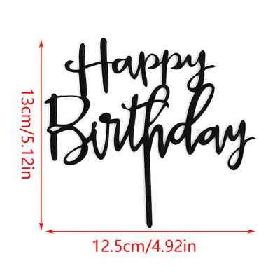 1Pcs Happy Birthday Rose Gold Black Pink Acrylic Letter Cake Topper For Birthday Party Cake Decorations Supplies Decor