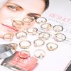 Imitation Opal Diamond Joint Ring 16-Piece Crown Droplet Retro Style Set Ring