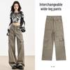 Women's High-Waist Fleece-Lined Wide-Leg Jeans, Retro Workwear Style for Autumn/Winter 2024