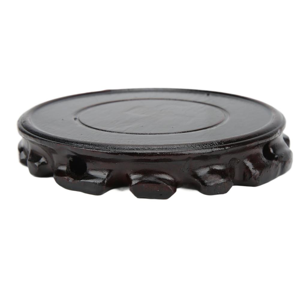 Round Wooden Base Multifunctional Retro Carving Elegant Wooden Display Stand for Home Decoration Gift