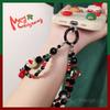 Handy-Lanyard Weihnachts-Schleife Doppelkette Damen-Handgelenk Handy-Anhänger Lanyard Kurzes Handseil Handgemachte Perlenkette