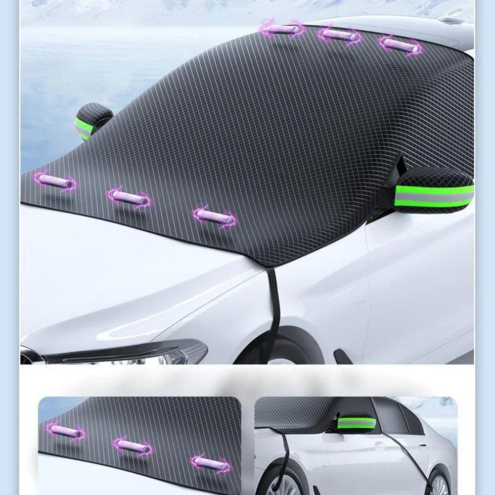 Car Windshield Snow Cover Foldable Automotive Windshield Sunshades Reflective Windproof Car Windshield Sun Shade With Side