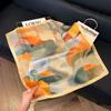 Simulated silk women's small square scarf, Korean cashew nut leopard print small silk scarf, headscarf, four-season scarf, professional scarf.