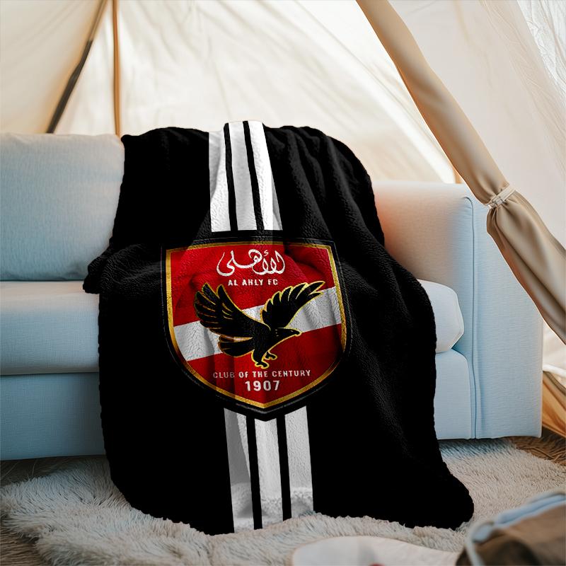 1PC Al Ahly FC Printed Soft Flannel Blanket Throw for Adult Bedroom Living Room Sofa Camping Travel Fan gifts Christmas Gifts