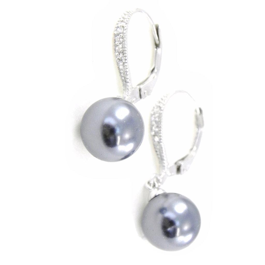 Les Trésors De Lily [F6856] - Silver Sleepers 'Pearl Beauty' Gray Silver White (rhodium-plated) - 7 Mm