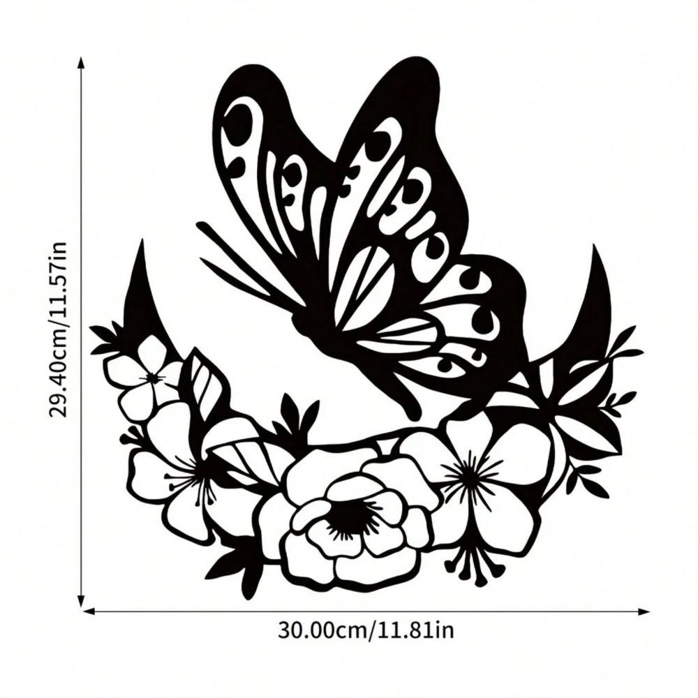 Handcrafted Moon Phase Metal Wall Art, Butterfly Flower Decor, Boho Nordic Home Decoration