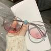 Premium Ins Internet Celebrities Plain Face Cold Brown Frame Blush Sunglasses Xiaohongshu Girl Style Sun Protection Sunglasses